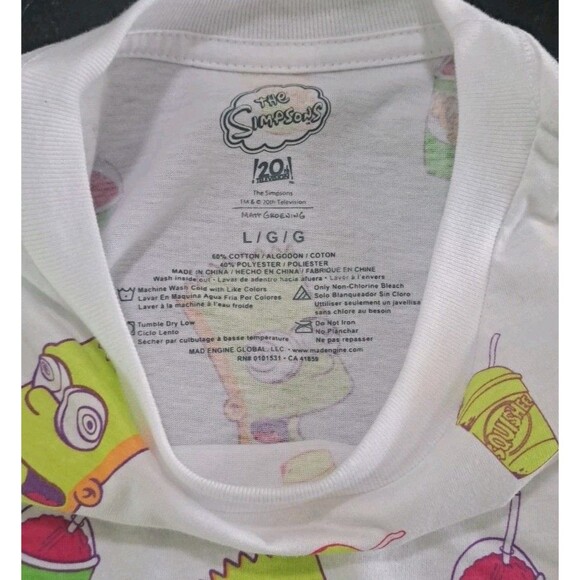 The Simpsons Bart Squishee T-Shirt Men’s Large White All Over Print Slurpee - Picture 3 of 6
